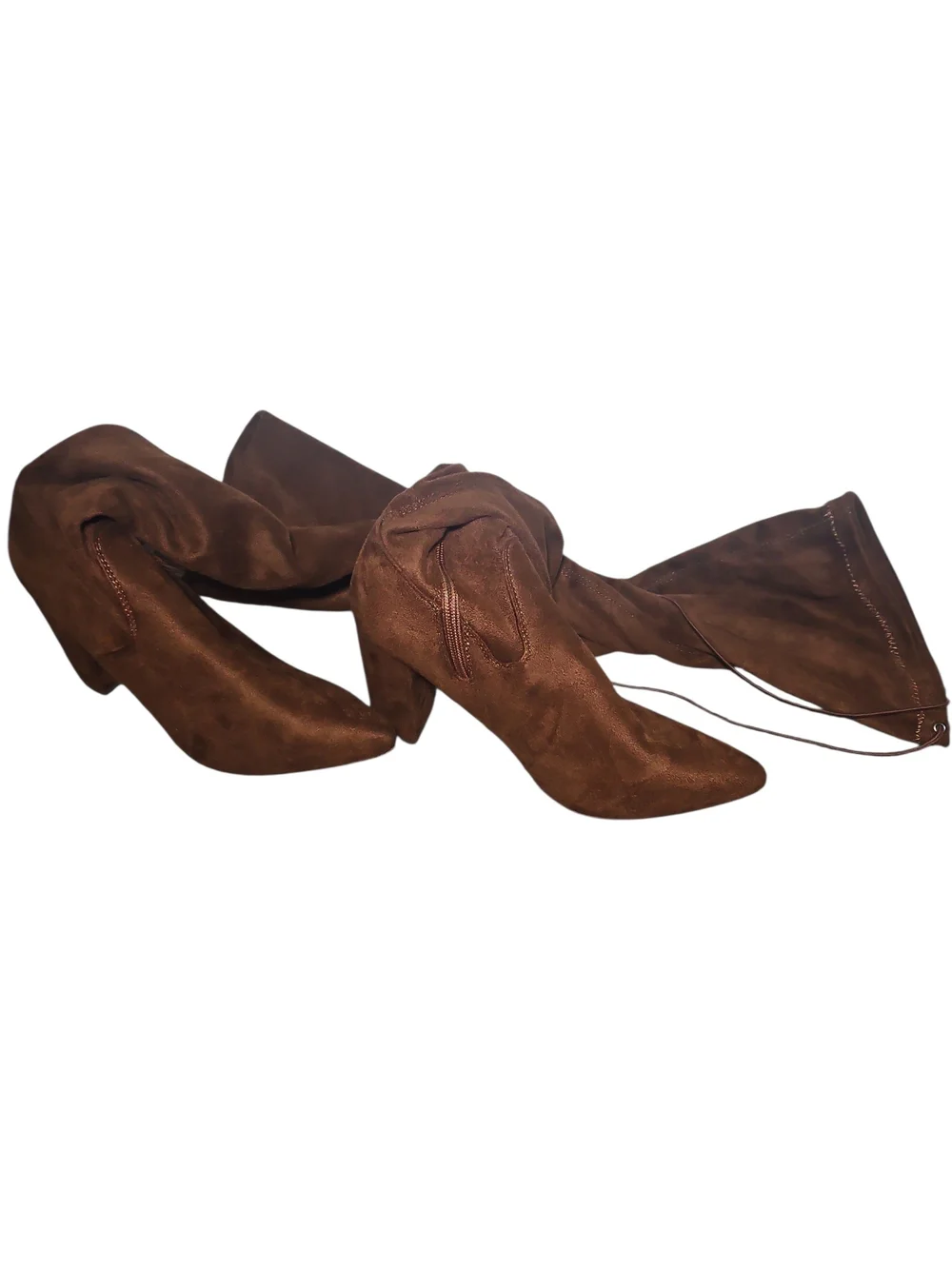 Women's Over-the-Knee Suede High Heel Boots - Brown